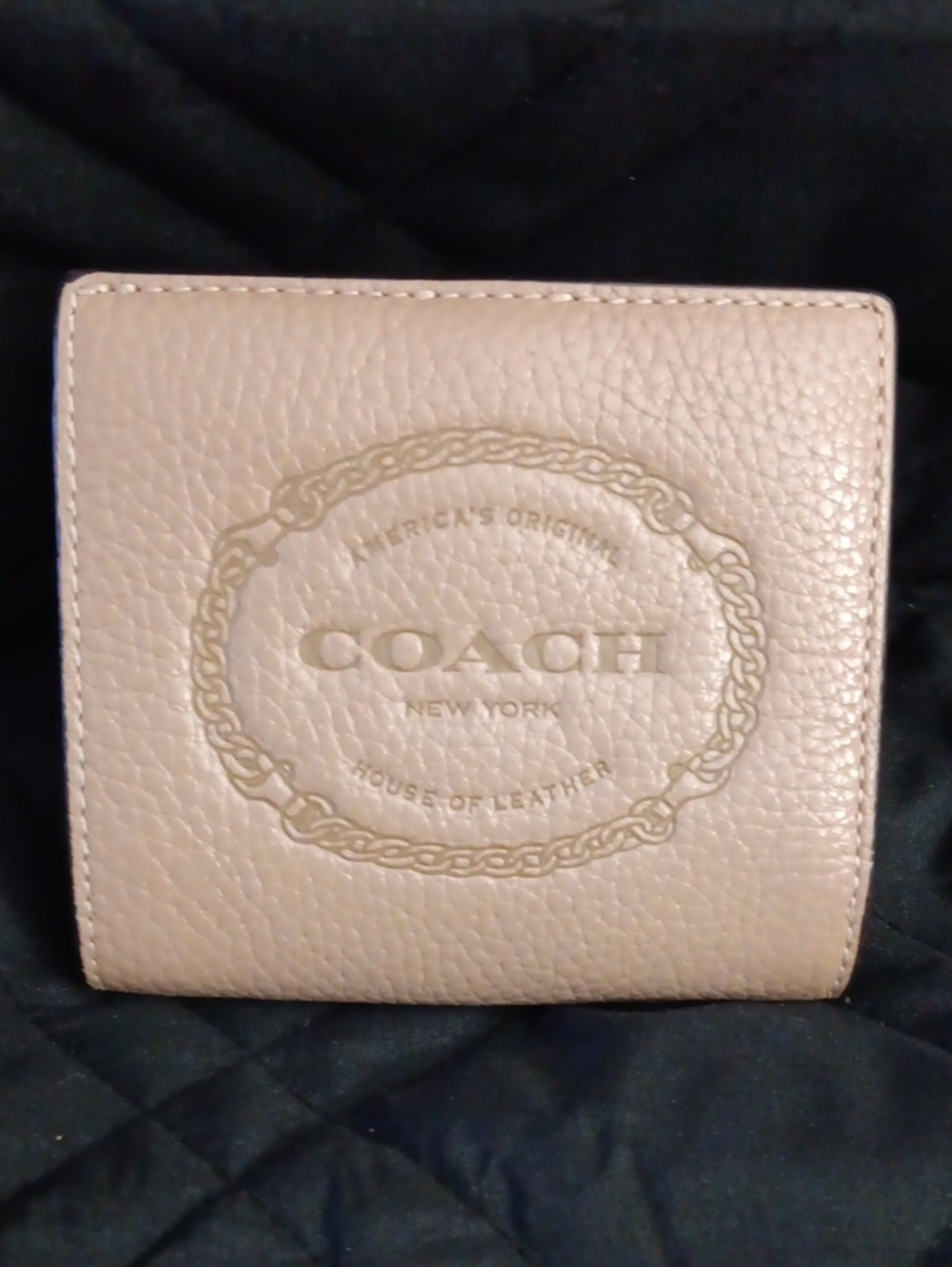 Coach Pebbled Leather Card Holder in Blush